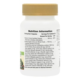 NaturesPlus Source of Life Garden Organic Vitamin C - Gentle Vitamin C from Amla Fruit with Bioflavonoids - Collagen, Beauty, Immune Support - Vegan, Gluten Free - 60 Capsules