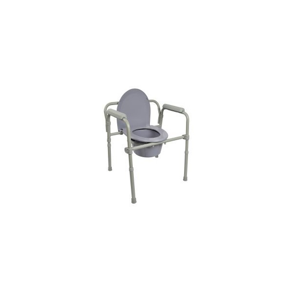 McKesson Folding Commode Chair Fixed Arm Steel Back Bar Up to 350 lbs