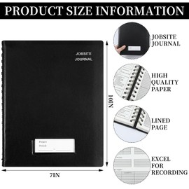 Fuyoooo Jobsite Journal 7 x 10 Inch Construction Daily Log Activity Record Construction Planner for Work Project Job Management