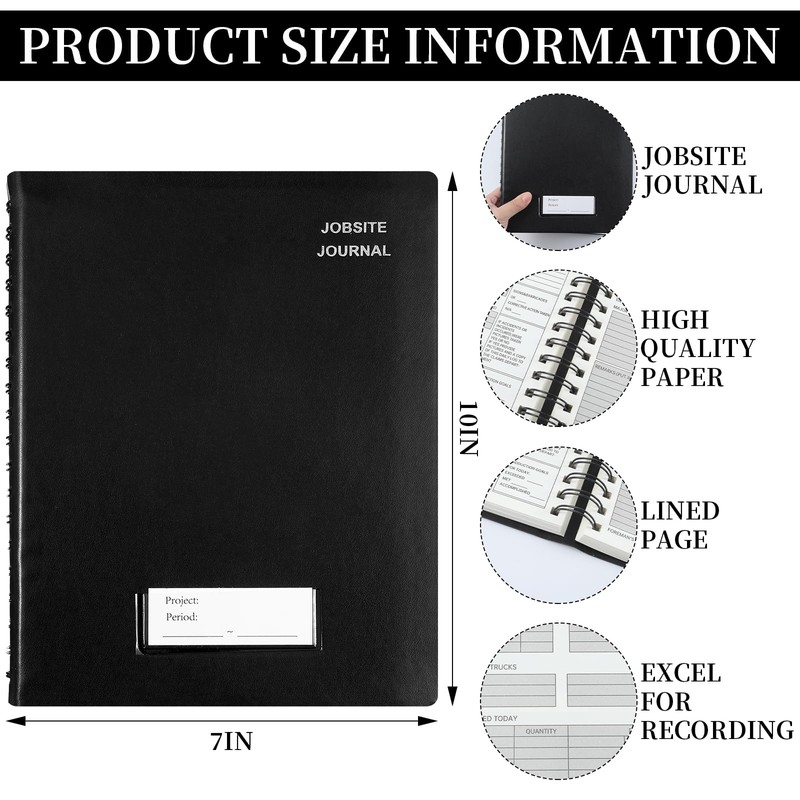 Fuyoooo Jobsite Journal 7 x 10 Inch Construction Daily Log