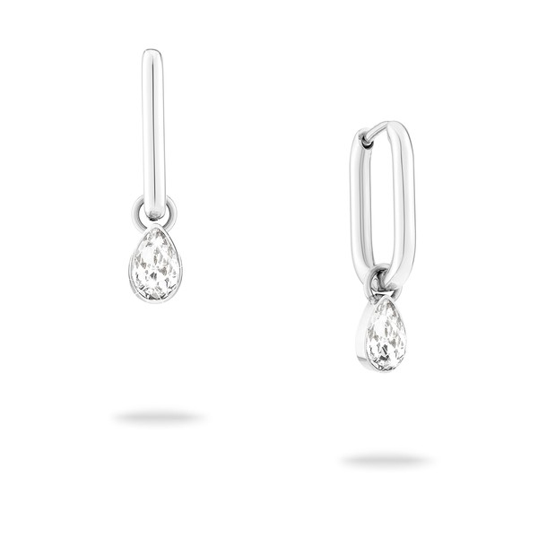 ECHTZEIT Like Diamonds Hoop Earrings with Zirconia Pendant Stainless Steel