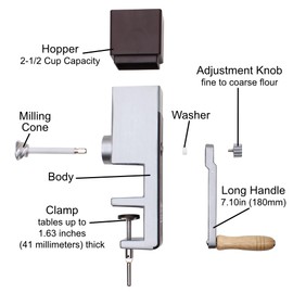Kitchen Crop Grain Mill Wheat Flour Grinder, Stainless Steel Metal Burrs (Hand Crank Grain Mill)