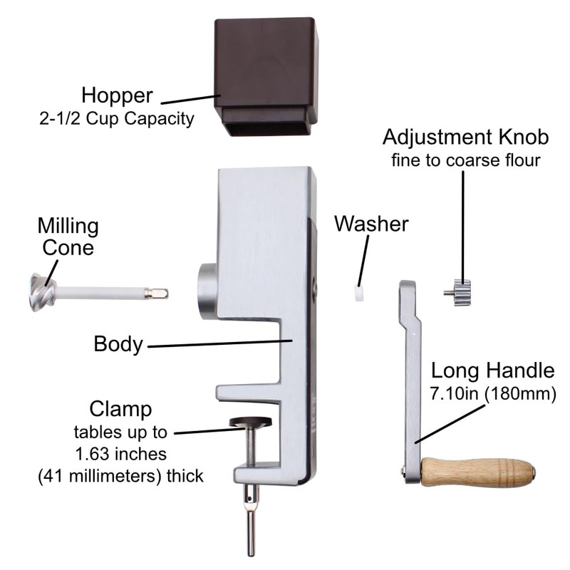 Kitchen Crop Grain Mill Wheat Flour Grinder, Stainless Steel Metal