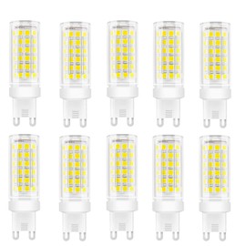 Jiotouhu G9 LED Bulb, 9W G9 LED Bulbs (Equivalent to 85W Halogen Bulbs G9), G9 LED Bulbs Cold White 6000K, No Flicker, 360 Degree Angle, AC 110-240V, Pack of 10
