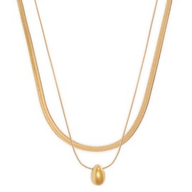 Gold Necklace for Women | Premium 18k Real Gold Plated Pendant Necklace | Gold Chain | Waterproof, Non Tarnish | PVD coated | Jewelry for Women | Layered Necklaces | Herringbone Necklace | Snake Chain