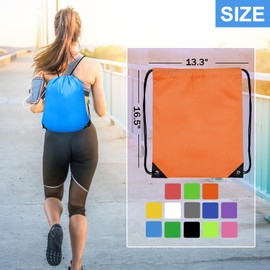 Grneric 4Pcs Drawstring Bags Bulk, Drawstring Backpack Polyester String Bag Cinch Bag for Gym Yoga Sports Party Short Trip （Blue&Orange）