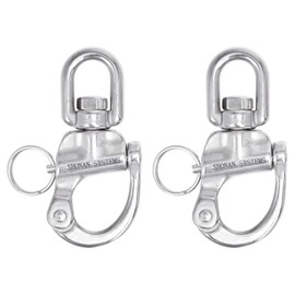 SHONAN 3.5" Quick Release Snap Shackle, 2 Pack Large Marine Quick Release Clips Swivel Eye Snap Shackles, Stainless Steel Sailing Shackles Rigging Clips for Sailboat Halyard