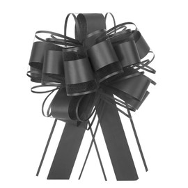 QUARKZMAN Pack of 5 Gift Bows with Gift Ribbons Large Pull Bow 15 cm Matte Gift Bow Ribbon Decoration for Gift Wrapping Wedding Car Birthday Black