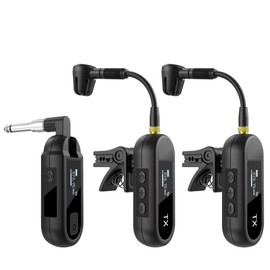 YXG Wireless UHF Saxophone Microphone System, Clip-On Instrument Microphone for Sax and Trumpet, Preset EQ & Echo Level 100 Ft Transmission Rechargeable Compact Transmitter and Receiver 8 Hours