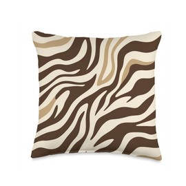 Zebra Pattern Animal Print Zebra Print Safari Brown Zebra Print Throw Pillow, 16x16, Multicolor