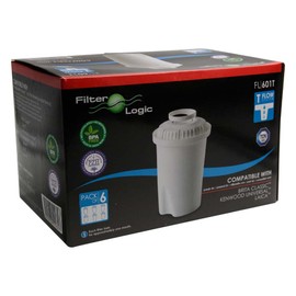 Filterlogic FL601T | Pack of 6 Water Filter Cartridges Compatible with Brita Classic Water Filter Jugs/Table Water Filter Water Filter Cartridges