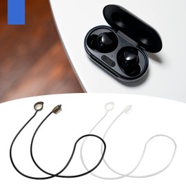 2 correas de silicona antipérdida para auriculares inalámbricos compatibles con Galaxy Buds/Buds Plus, correas para auriculares, correa antipérdida, cuerda para el cuello, color blanco y negro