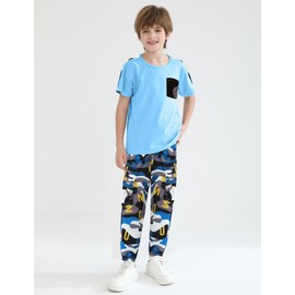 mksodopy Boys Clothes,Boy outfits 2-Piece Camouflage Short-Sleeved T-shirt Camouflage Pant Teen Boys Clothing