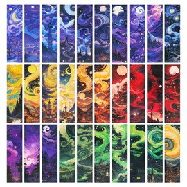 JSRQT 30Pcs Fantasy Watercolor Paper Bookmarks,Aesthetic Book Marks for Book Lovers, Colorful Page Markers Bookmark for School Office Students Reading Gifts