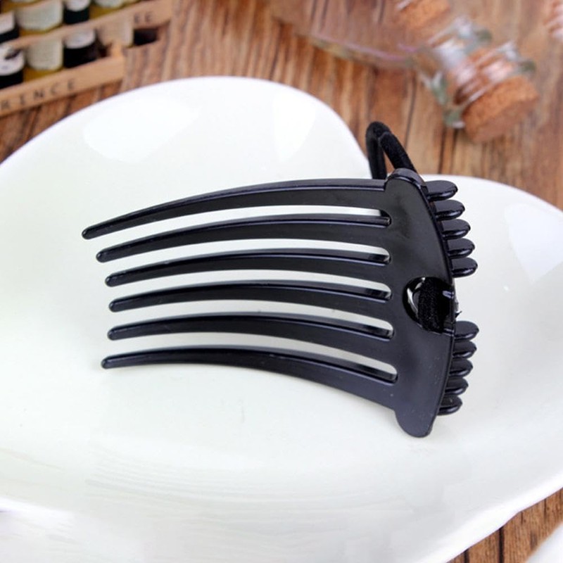 Black Bandette Comb, Comb with Elastic Band,Ponytail Bump It Up