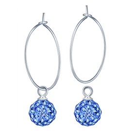 MicLee Women's Earrings 925 Sterling Silver Hoop Earrings Round Crystal Earrings with Gift Bag Super Christmas Gift, Silver