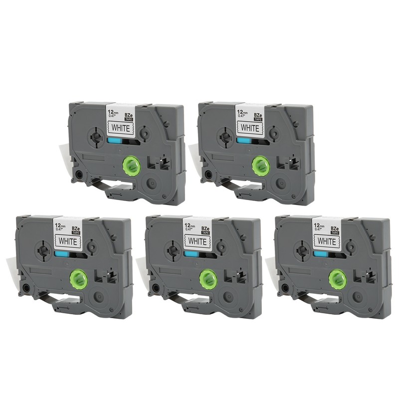 5 Pcs Label Maker Tape Black On White 12mm Width
