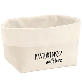 Huuraa Organiser Pastorin with Heart Gift 3 Litres Medium Canvas Cotton Pastor Gift Idea