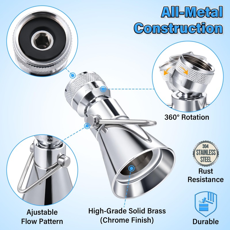 Enhon 2 Setting Pivoting Single Spray Shower Head with Shut