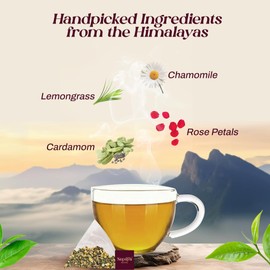 Chamomile Herbal Tea, 15 Count Pyramid Tea Bags, Biodegradable Caffeine-Free Tea Bags, from the Himalayas, Blended with 100% Natural Chamomile and Lemongrass, Non-GMO, Gluten Free