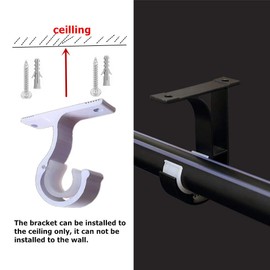 Curtain Rod Brackets 2pcs White Curtain Rod Holder for Drapery Rod with Diameter 1-1/8"(28mm) Window Drapery Rod Bracket Installed to The Ceiling Only