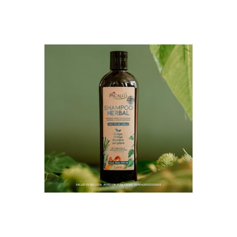 PACALLI Shampoo de Romero 2x410ml Rosemary Shampoo with Ginger Nettle