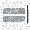 qiipii Silver Clear Resin Rhinestones for Crafting 2mm 3mm 4mm