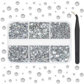 qiipii Silver Clear Resin Rhinestones for Crafting 2mm 3mm 4mm 5mm 6mm Crystal White Stones Gems Crystals Diamonds for Nails Face Eyes Makeup Tumblers Bottles DIY Crafts Phones Scrapbook Clothes Shoes