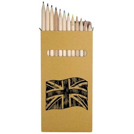 Azeeda 12 x 'Waving Union Jack Flag' Long 178mm Coloured Pencils/Pencil Set (PE00073039)