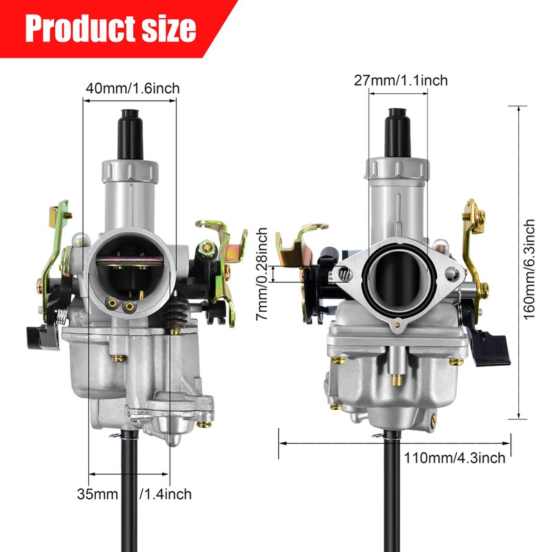 Tunejoy Carburettor 27 mm for 4 Stroke Engines 100cc 125cc