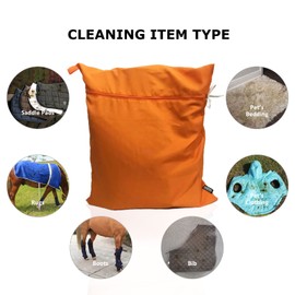 Harrison Howard Pet Washing Bag Dog Cat Horse Hair Laundry Bag for Rug Sheet Boots Pets Laundry Helper Jumbo 48L 78cm x 70cm Orange