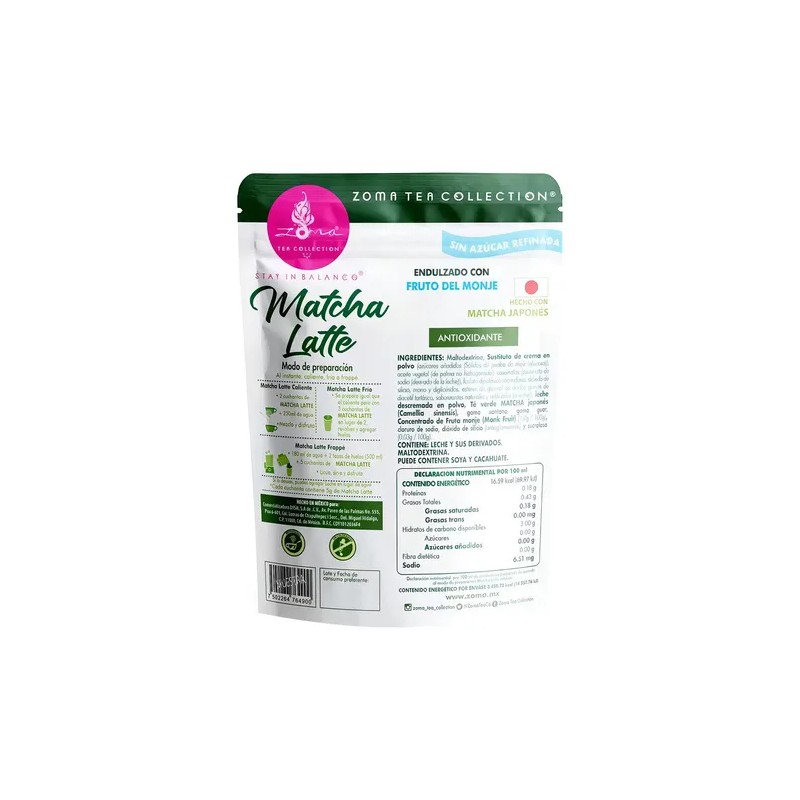 Té Verde Matcha Latte en Polvo Zoma Tea Collection 800g
