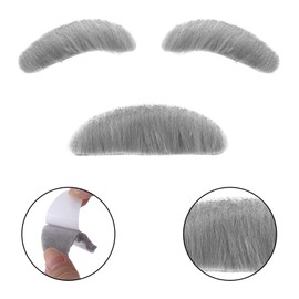 6Pcs Grandpa Old Man Costume Kit - Inflatable Cane, Gray Mustache and Eyebrows, Glasses, Suspenders, Bow Tie