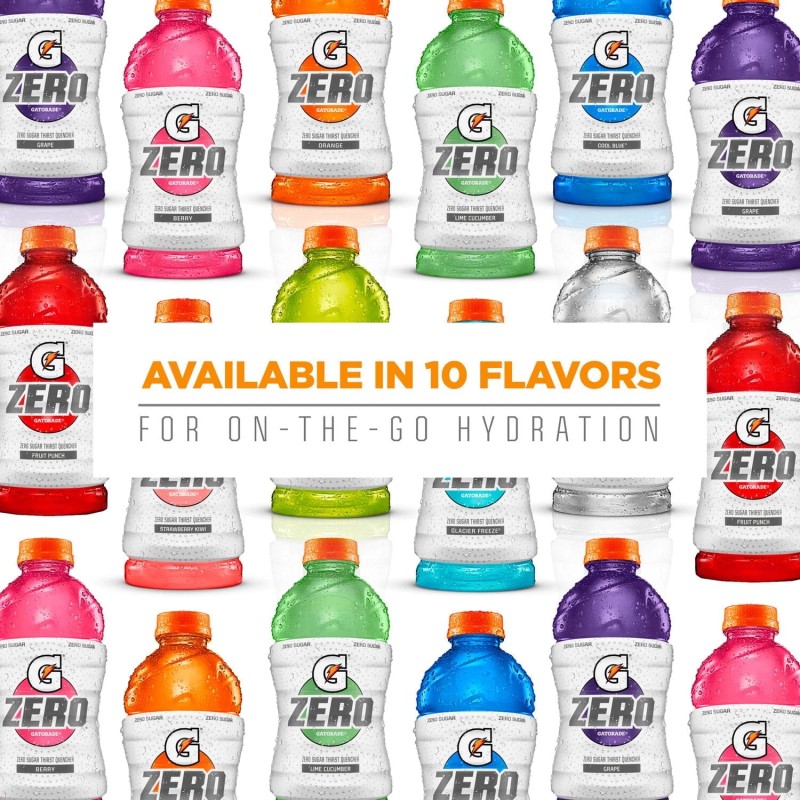 Gatorade Zero Sports Drinks, Berry/Glacier Cherry/Glacier Freeze Variety Pack 18