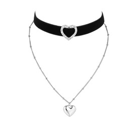 JJDreams Multilayer Necklace Vintage Heart Star Choker Chain Lace Cross Pendant Punk Gothic Necklace, Stainless Steel, No Gemstone