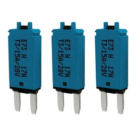 Mini ATM Manual Reset 15 Amp Circuit Breaker Fuse for Automotive Marine RV Car Truck Audio Battery Protection (T3) Manual Reset (15A, 3 Pack)