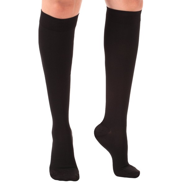 Compression Support Stockings for Women and Men 30-40mmHg - Unisex Knee High Compression Socks 30-40mmHg for Airplane Flight Travel Work- Made in USA by Absolute Support - Black, Large