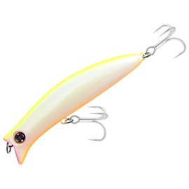 Dr.Fish Floating Lure 90mm/13g Surface Minnow Lure Treble Hooks Laser Scale Popper for Saltwater Bass Pike Bass Trout Surface Shore Fishing Color: Yellow Pearl