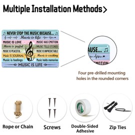 "Never Stop the Music" Metal Tin Sign 8x12 Inch - Vintage Music Quote Wall Art for Guitar Lovers, Bars, Studios & Bedrooms (2567)