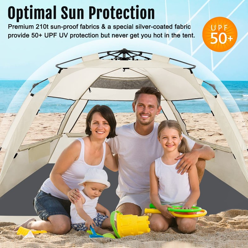 WhiteFang Deluxe XL Pop Up Beach Tent Sun Shade Shelter