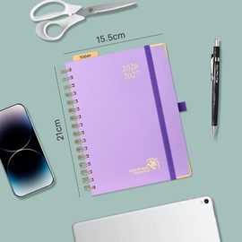 POPRUN 2026-2027 Academic Diary A5 Week to View (26.5x21.5 cm) Spiral 17 Months (Aug'26 - Dec'27) Vertical Academic 26/27 Weekly Mid Year Planner(Violet)