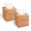 Set of 2 pcs Woven Rattan Square Tissue Box Holder
