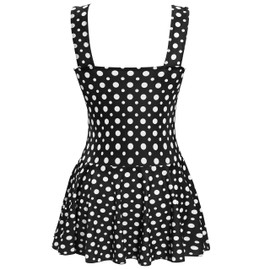 AONTUS Bañador de una Pieza para Mujer, Talla Grande, Control de Barriga, Negro con Lunares., XXL