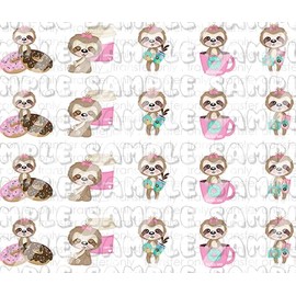 Feeling Slothee Sloth, Donuts, Coffee Sloths Nail Art Decals