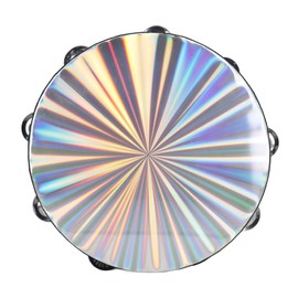 10inch Tambourine with Double Row Jingle, Radiant Tambourine, Reflective Hand Drum Percussion Instrument Clear Crisp Sound Handheld Drum Bell for Adults, KTV, Party, Games (8 Inch) (10 Inch)