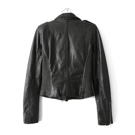 LJYH Women's Zipper Motorcycle Biker Faux Leather Jackets Black XL