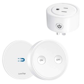 LoraTap Mini Remote Control Outlet Plug Adapter, 656ft Range Wireless Light Switch for Household Appliances, No Hub Required, 10A/1100W, White