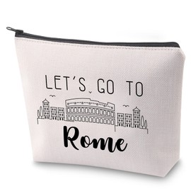 Rome Trip Travel Suitcase Rome Lover Cosmetic Bag Rome Travel Holiday Gift Let's Go to Rome Makeup Bag with Zip Roma Journey Together Gift, Rome., No