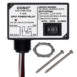 AC120V Power Relay Module SPSP-NO + Override Switch, 10Amp 125VAC, 6A 250VAC/30Vdc, Plastic Enclosure and Pre-Wired