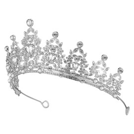 STOBAZA Tiara Crown for Women and Girls, Crystal Quinceanera Tiara Headband Princess Rhinestone Crown for Birthday Prom Pageant Party - Silver